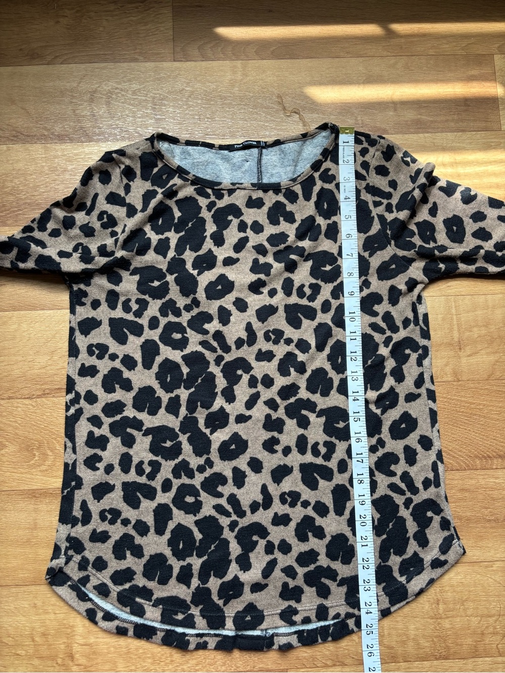 Pink Clover Brown Leopard Print Long Sleeve Top with Brown Elbow Patches - Picture 11 of 11